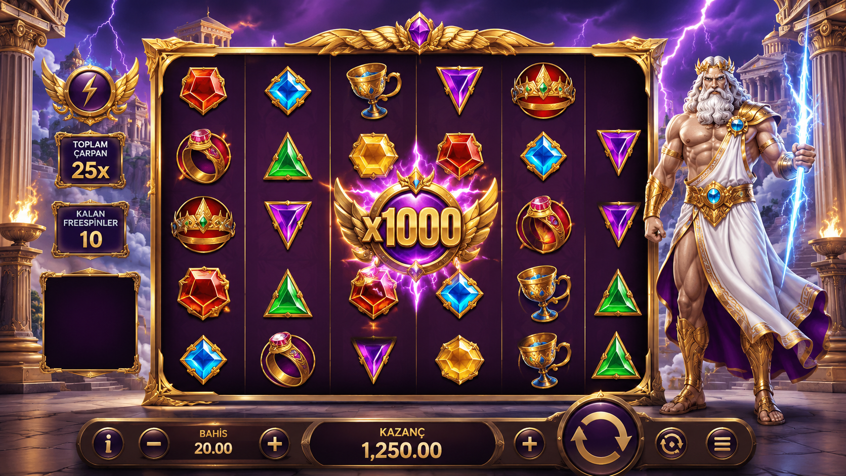 Gates of Olympus 1000 demo oyun ekranı önizlemesi